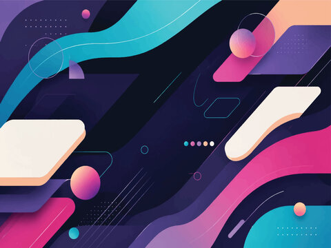 Web Futuristic Abstract Technology Background with Colorful Geometric Shapes and Dynamic Waves