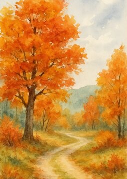 Vibrant autumn landscape painting