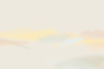Soft pastel watercolor wash background, with gentle blends, of light yellow, peach, and muted, blue tones on, a clean white, paper texture surface area © NOYON_4513