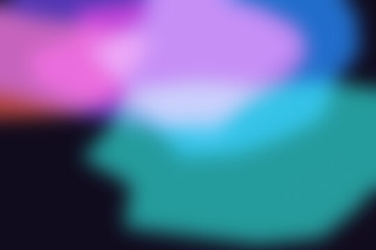 Vibrant abstract background, with blurred patches, of purple, blue, and teal colors, on a dark, navy base, creating, a soft glowing effect
