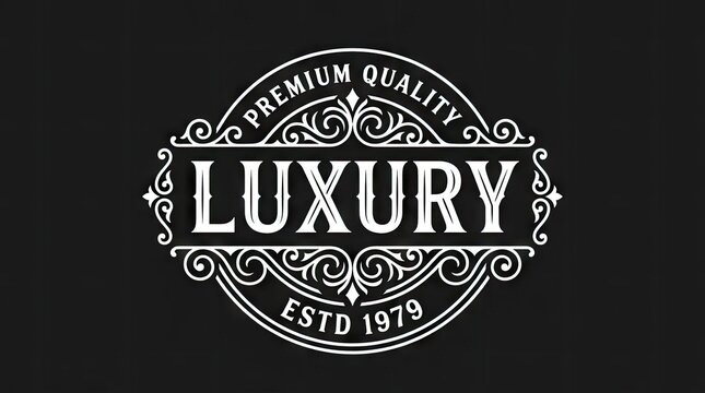 Elegant luxury badge with premium quality text on black