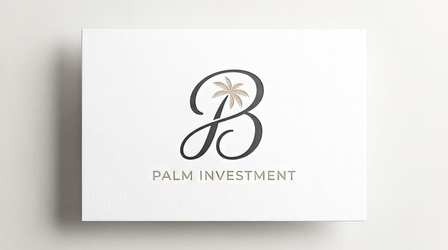 Elegant palm investment logo on white business card.