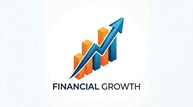 Financial growth bar chart logo with upward arrow.