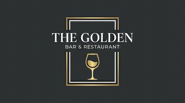 Gold wine glass logo for The Golden Bar Restaurant.