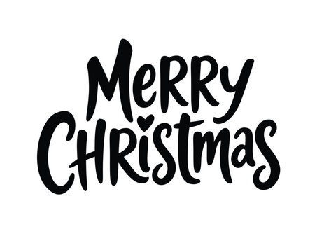 Lettering Merry Christmas. Vector illustration isolated on white background