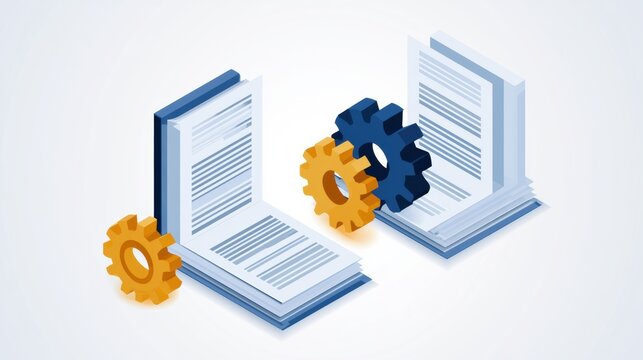 The process of regulatory change management with gears transforming documents in a corporate setting