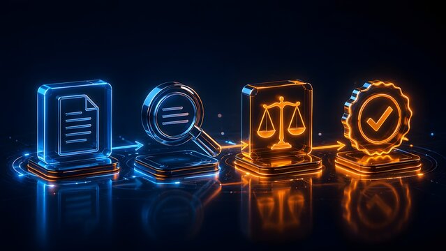 Conceptualizing the modern digital process for legal document examination, ensuring strict compliance, and achieving verified approval in a technological environment.