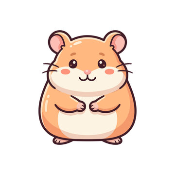 Cute cartoon hamster with blushing cheeks and tiny paws.