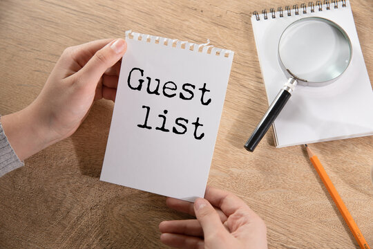 guest list text on paper