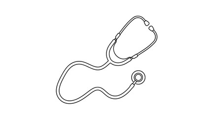 Obraz premium Minimalist line art stethoscope icon for medical branding.