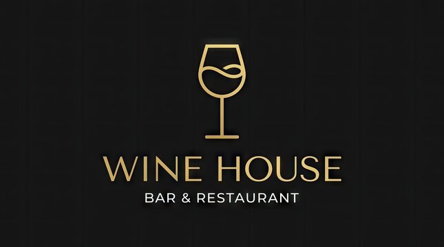 Minimalist gold wine glass logo for restaurant or bar branding.