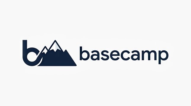 Minimalist mountain logo with letter b on white background