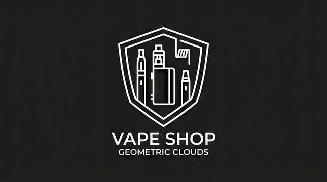 Modern line art vape shop logo with devices.