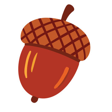 Single brown oak acorn nut autumn fall thanksgiving nature icon vector illustration