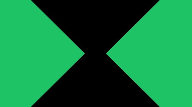 Green geometric triangle side wipe transition loop with angular shapes moving across black background for digital creators
