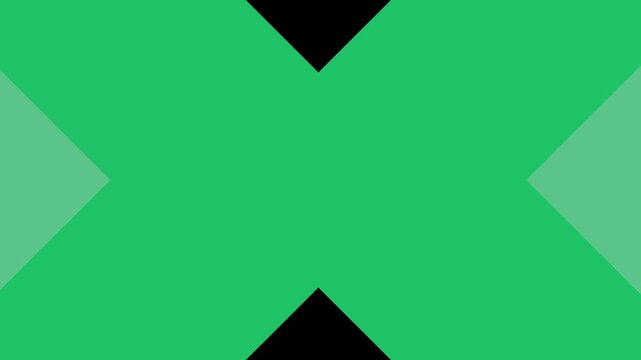 Green geometric triangle side wipe video transition loop with black background for digital creators