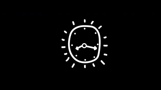 Doodle Clock Animation,  Time Related Explainer Videos, Reminders, Or Educational Visual 4k Video In Black Background