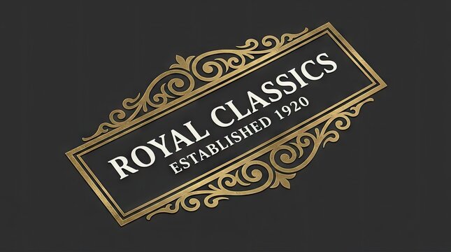 Royal Classics gold foil seal logo on dark background.