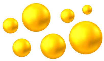 Naklejka premium Golden collagen, keratin or serum bubbles.
