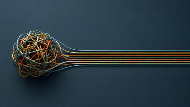 Untangling complex multicolored cables representing problem solving and process simplification