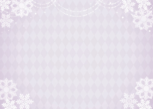 Elegant winter background with white snowflakes and argyle pattern for christmas card and copy space