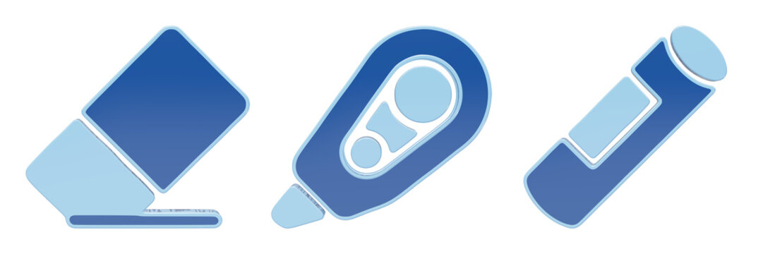 Blue rubber eraser correction tape and utility knife for office stationery and school supplies
