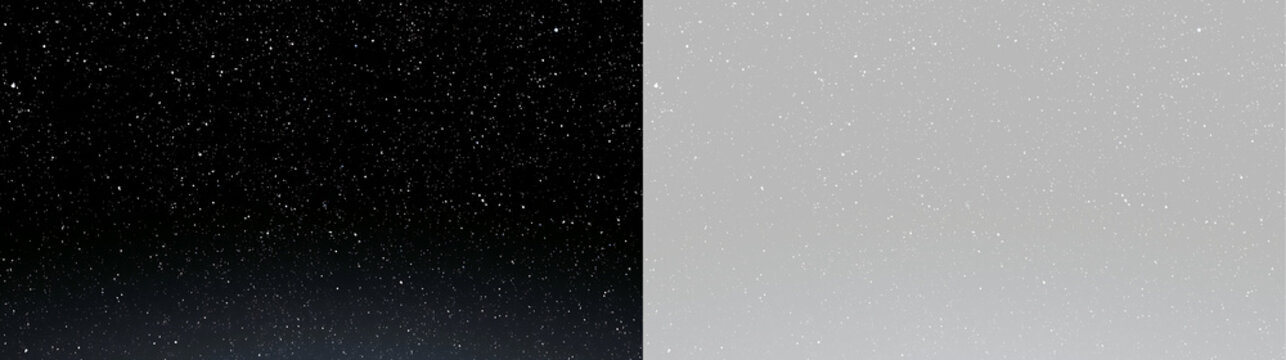 Wide star field covers entire frame with scattered white and pale blue specks on black. Sparse lower haze creates gentle depth, making image suitable for night sky and cosmos designs.