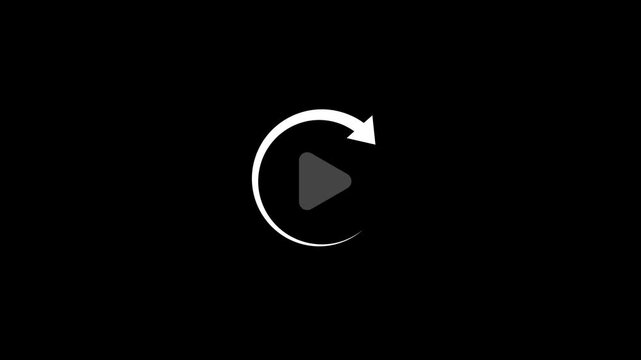 Play icon, video play icon for website and mobile design animation on black background. glowing play button animation. Press to play.Rotating loading arrow loop for modern control.