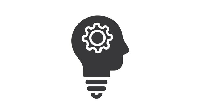 Human head bulb, lamp, logo, video, vector, idea, smart icon. 