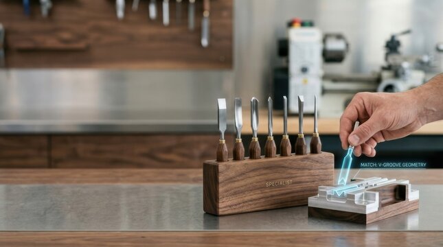 Person using a knife sharpener to illustrate workforce specialization matching expertise to different work tasks