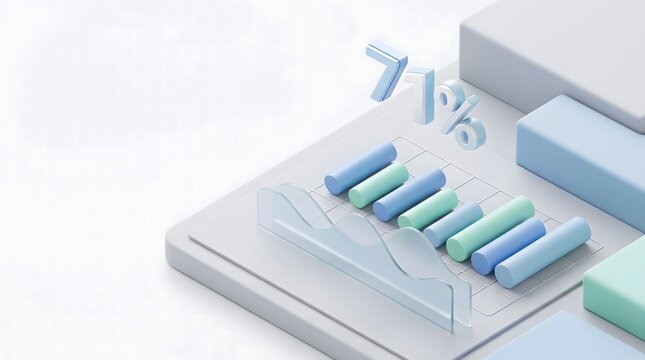Isometric 3d data chart with business analytics elements