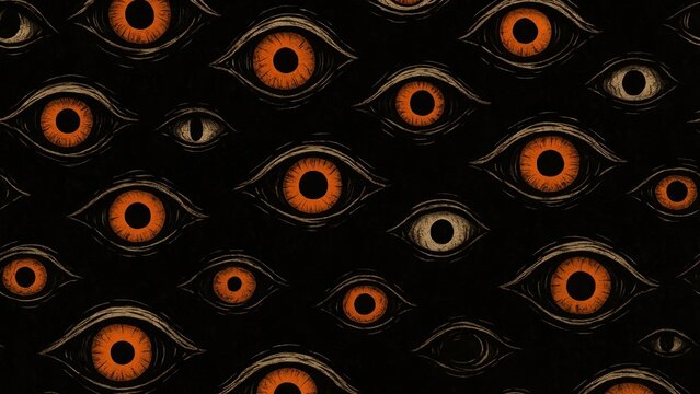 Surreal pattern of orange eyes desktop wallpaper