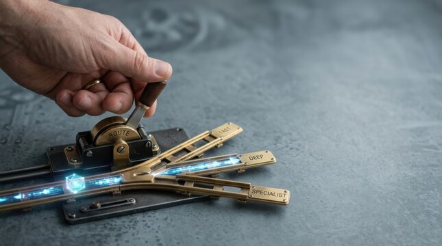 Person opening lock on key to visualize ai routing as incoming requests are sent to most suitable specialized agent