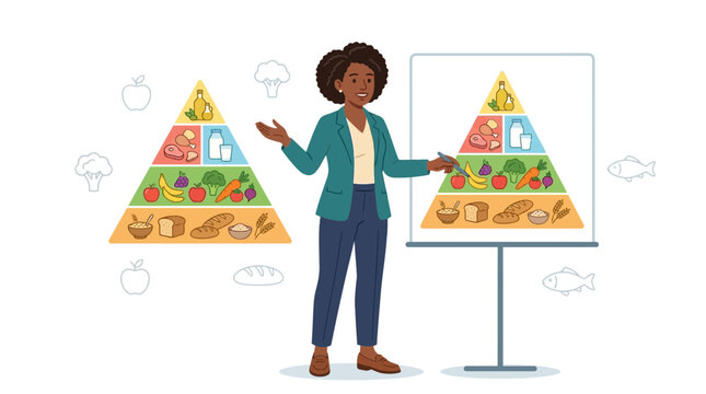 Dietitian Explains Food Pyramid for Healthy Eating and Nutrition Education