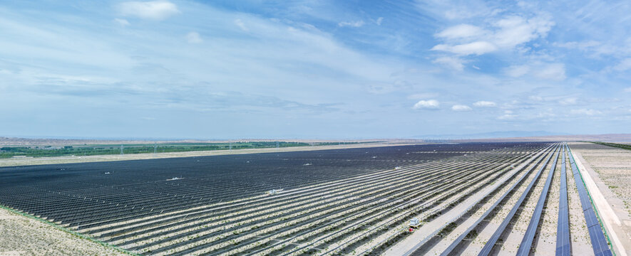 Massive Solar Photovoltaic Array in Gobi Desert, Delingha, Qinghai