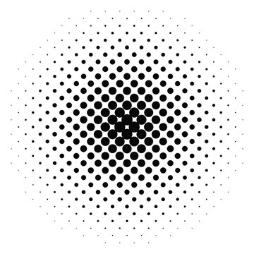 abstract radial halftone dot burst black circular pattern monochrome printing texture background