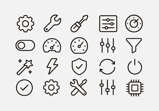 Settings and Optimization Icon Set
