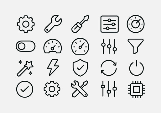 Settings and Optimization Icon Set
