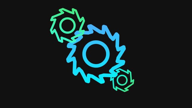 Three Interlocking Gears Rotating Animation Teamwork Icon