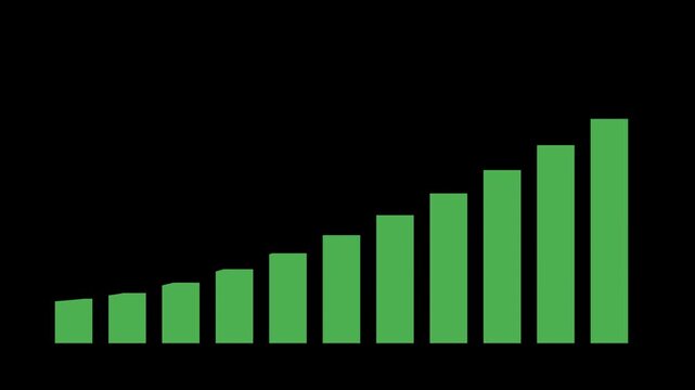 Growth Bar Chart Animation Rising Bars Black Background