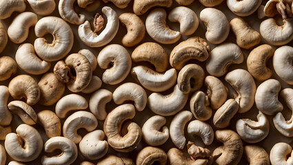 Fototapeta premium Raw Cashew nuts, perfectly isolated on transparent background, photo
