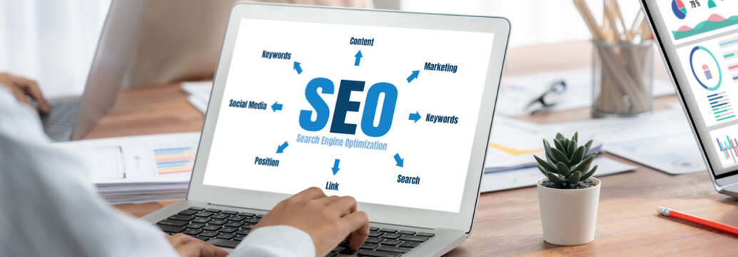 SEO search engine optimization for brisk e-commerce and online retail business showing on computer screen
