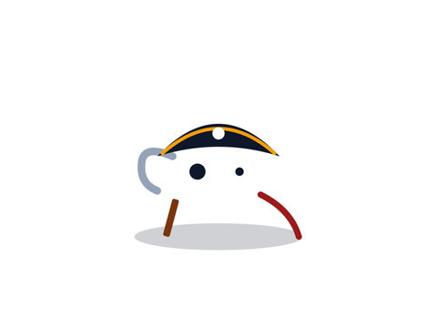 Minimalist red pirate character illustration with a simple eye patch design