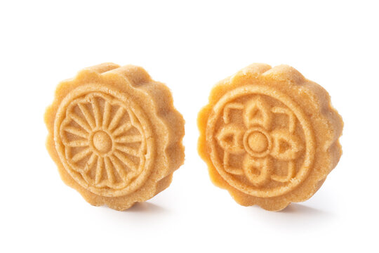 Traditional Chinese peanut mung bean cake isolated on white background with clipping path
