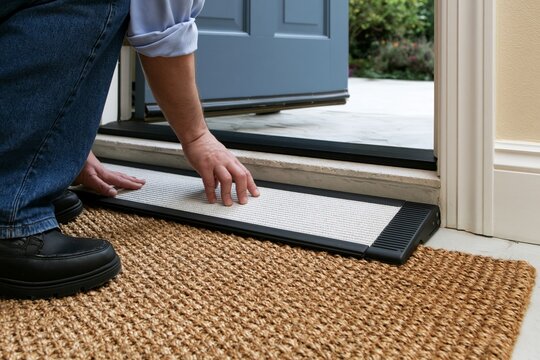 Person Checking Portable Threshold Ramp Fit at Front Doorway