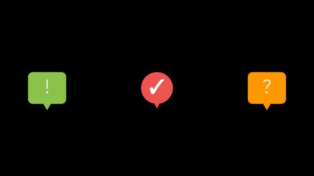 Repeated exclamation check and question mark icons filling black background notification pattern