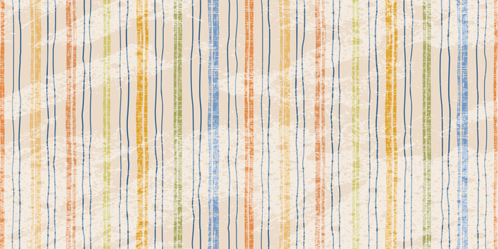 Colorful vertical grunge stripes, seamless pattern, vector print