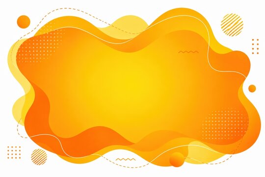 Abstract orange liquid shape with dots isolated on white background