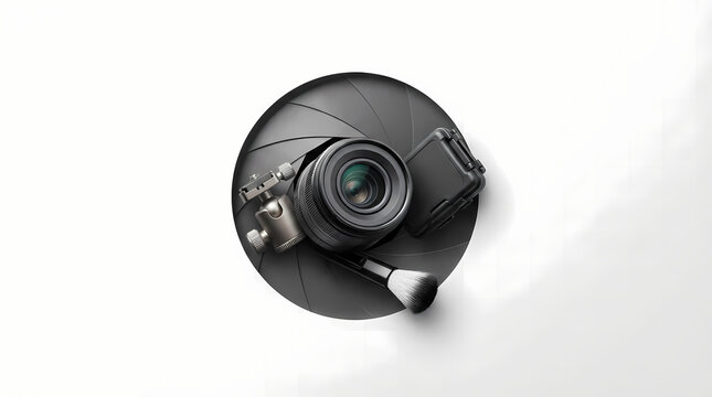 Camera and photography gear inside a mechanical shutter concept