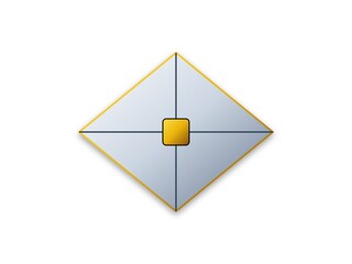 A geometric diamond shape divided into four quadrants with a gold center © Canytiza